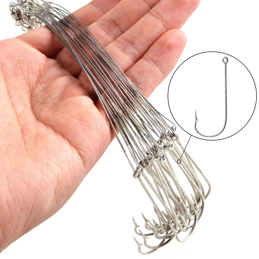 10pc Steel Wire Leader with Swivel and hooks Anti-bite Fishing Line 15/22.5cm Fishing Accessories Pike Bass Olta Leadcore Leash