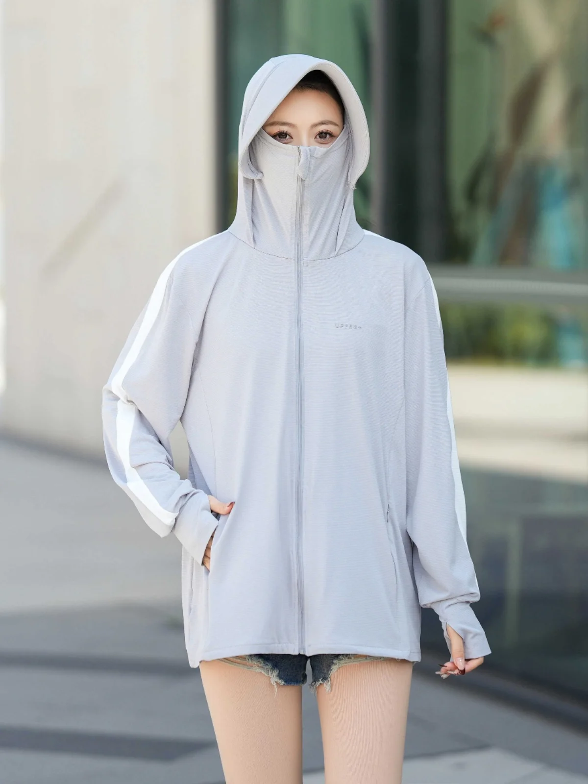 

2024 New Women's Thin Breathable Ice Silk UV Protection Clothing Loose Fit Long Sleeve Hooded Jacket Summer Fashion Outerwear