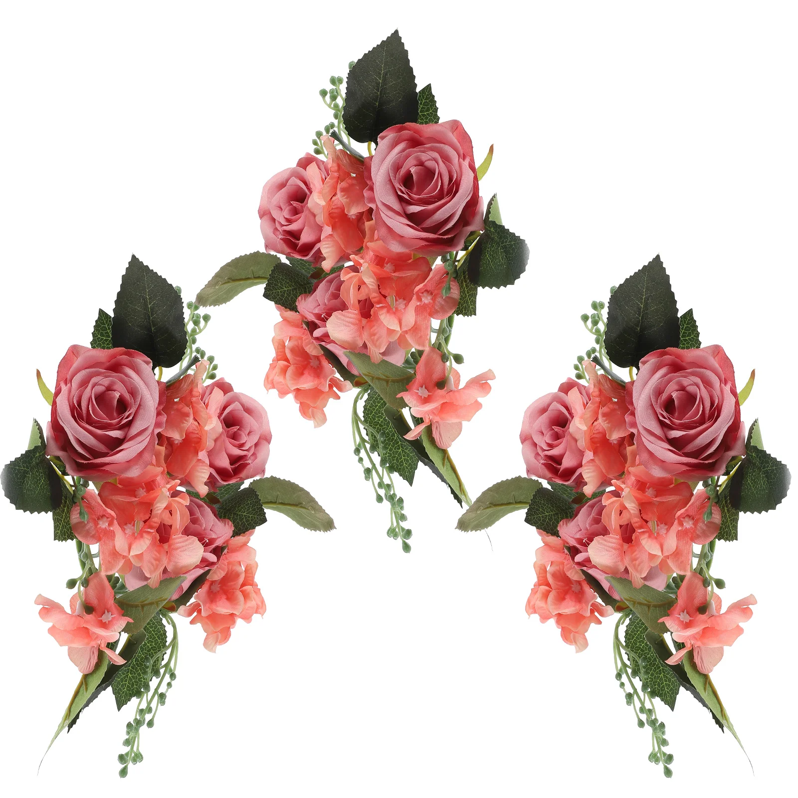 

3 Pcs Artificial Wreaths Lightweight Portable Wall Door Table Decor Tea Lights Pillar C Floral Arrangement Gifts