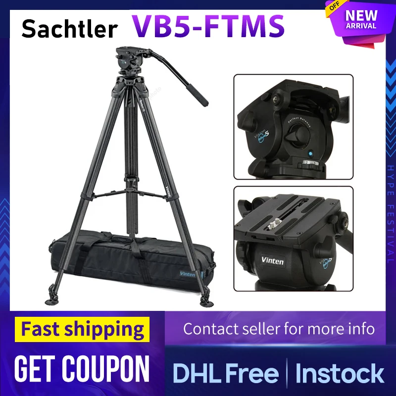 Sachtler Vinten VB5-FTMS System Vision blue5 Head with Flowtech 75 Carbon Fiber Tripod, Mid-Level Spreader, and Rubber Feet