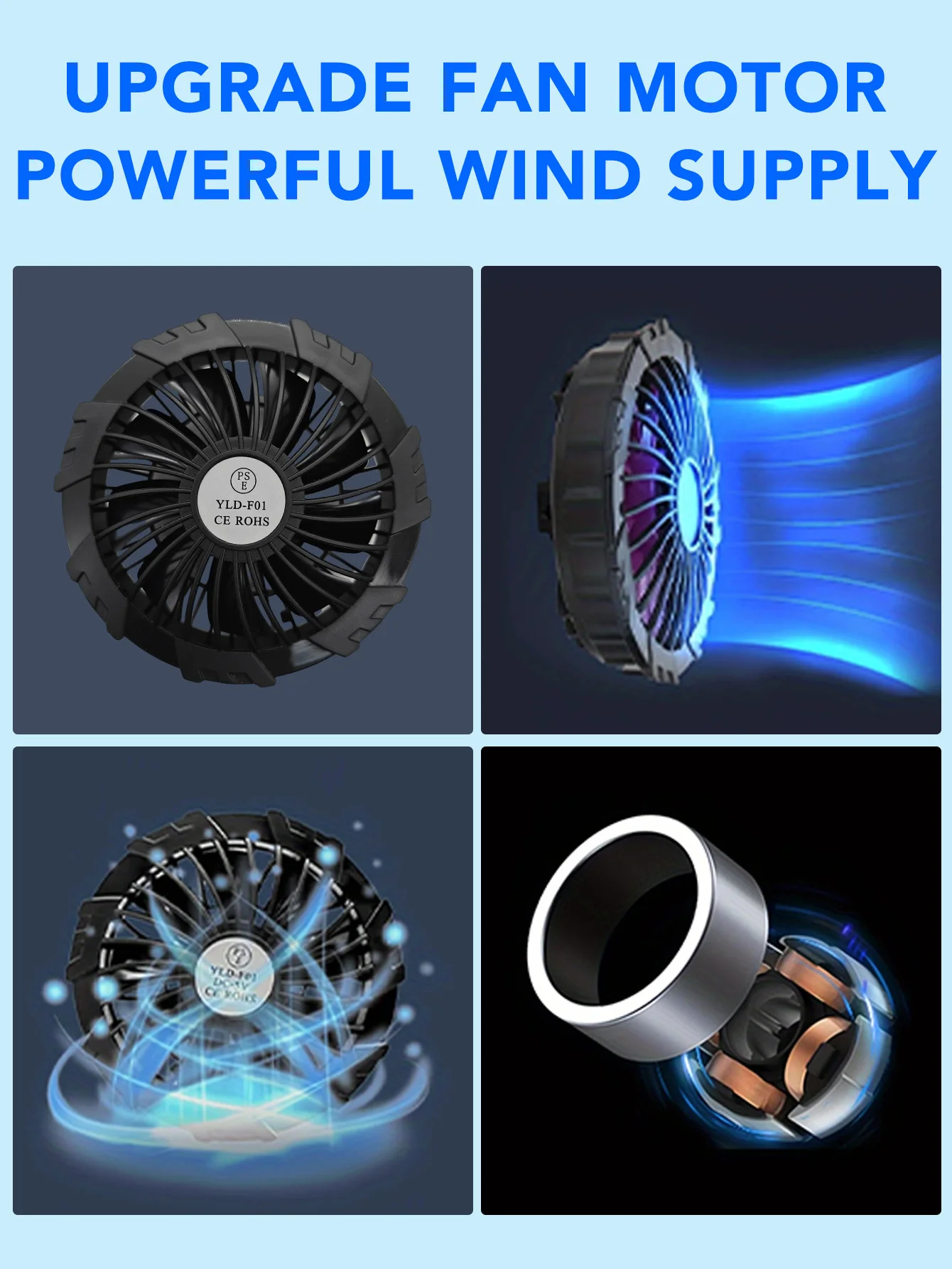 5V 3-blade Brushless Silent Fan with USB Cable for Power Bank Air Conditioning Clothes Accessorie Dedicated 5V Fan with DC Line