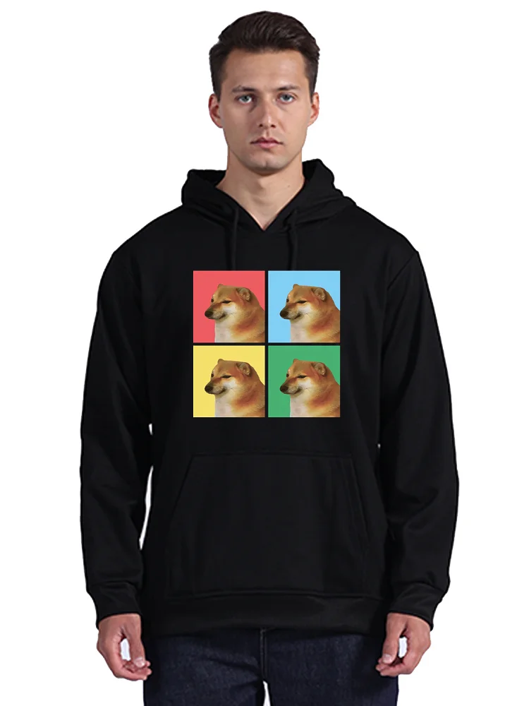 Cheems Doge Cover Printed Cotton Hoodie Vaporwave Aesthetic Visual Art Style Internet Meme Retro Graphic Sweatshirt Tops zipper