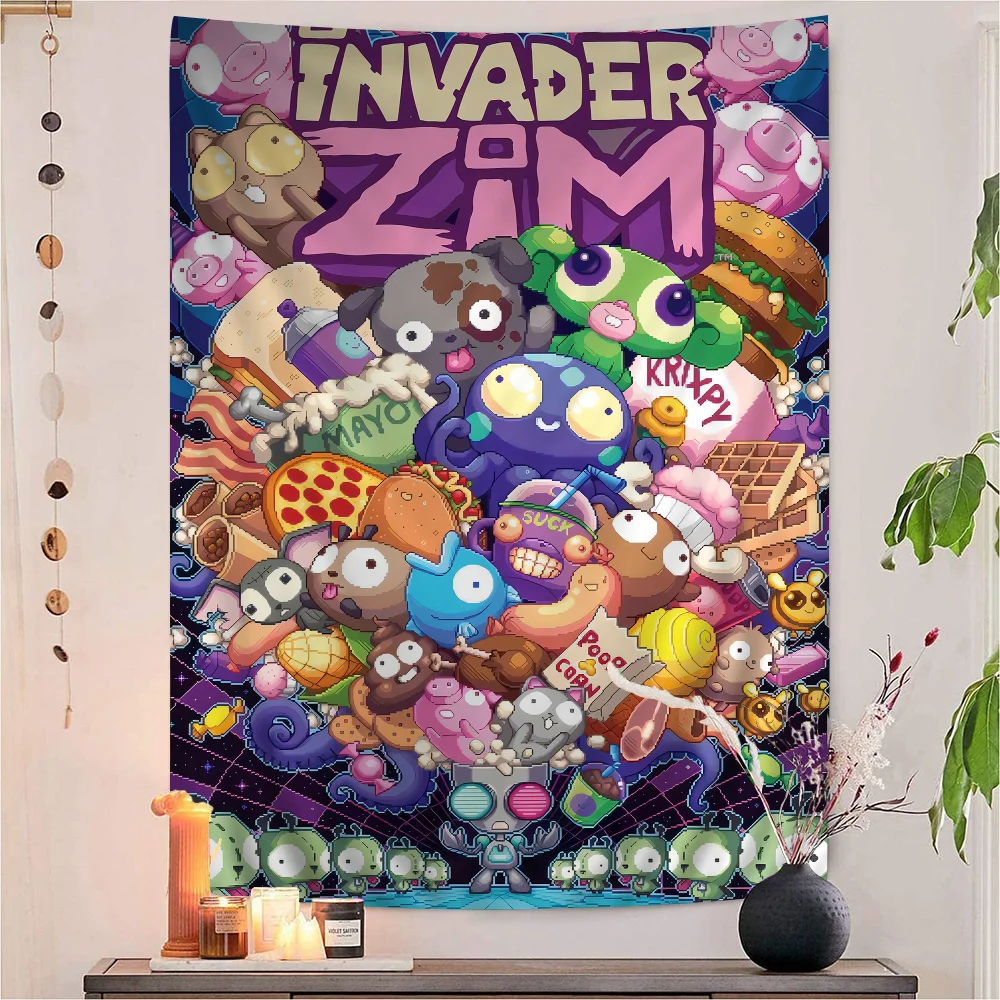 I-InvaderS Zim Cartoon Hanging Bohemian Tapestry Bohemian Wall Tapestries Mandala Cheap Hippie Wall Hanging