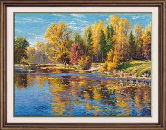 Autumn scenery by the lake 55-44 DIY Needle Work Cross Stitch counted Cross Stitch Kit  28ct 14ct 32ct Metallic cotton aida