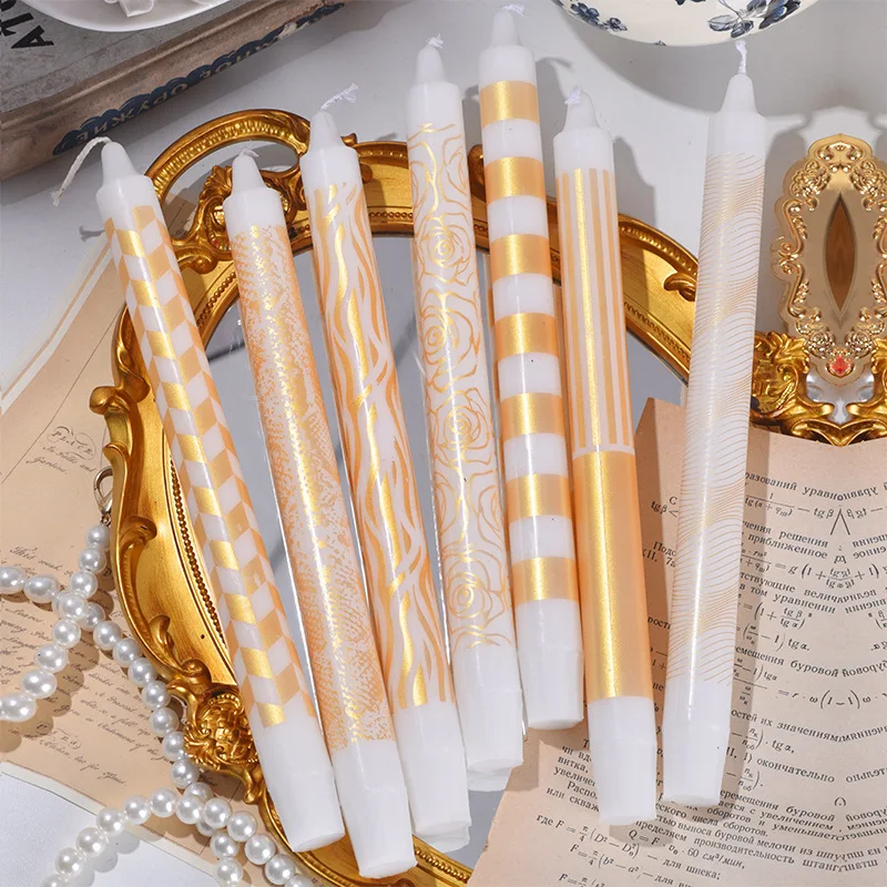 

25CM Smoke-free Wedding Party Candles Gold and Silver Birthday Candles Home Decoration Candle