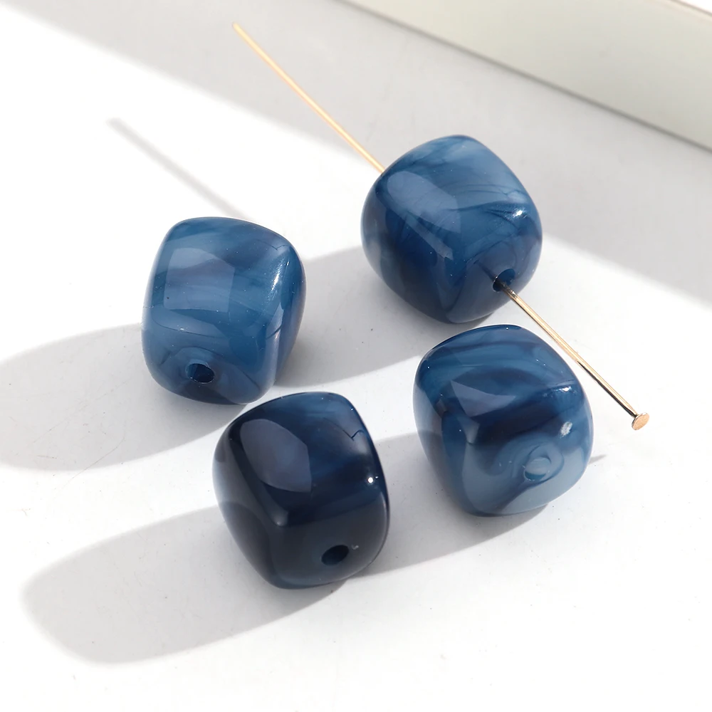 10 stks Marmer Kleur Acryl 16x17mm Vierkante Kubus Vorm Losse Spacer Kralen voor DIY Sieraden Armband Ketting Oorbellen Accessoires