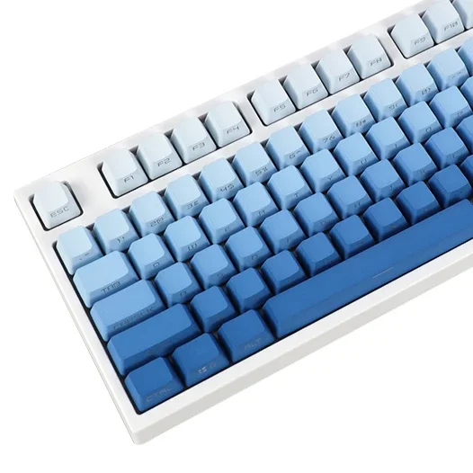 

Original color - fog blue keycap transparent PBT side engraving OEM simple gradual change