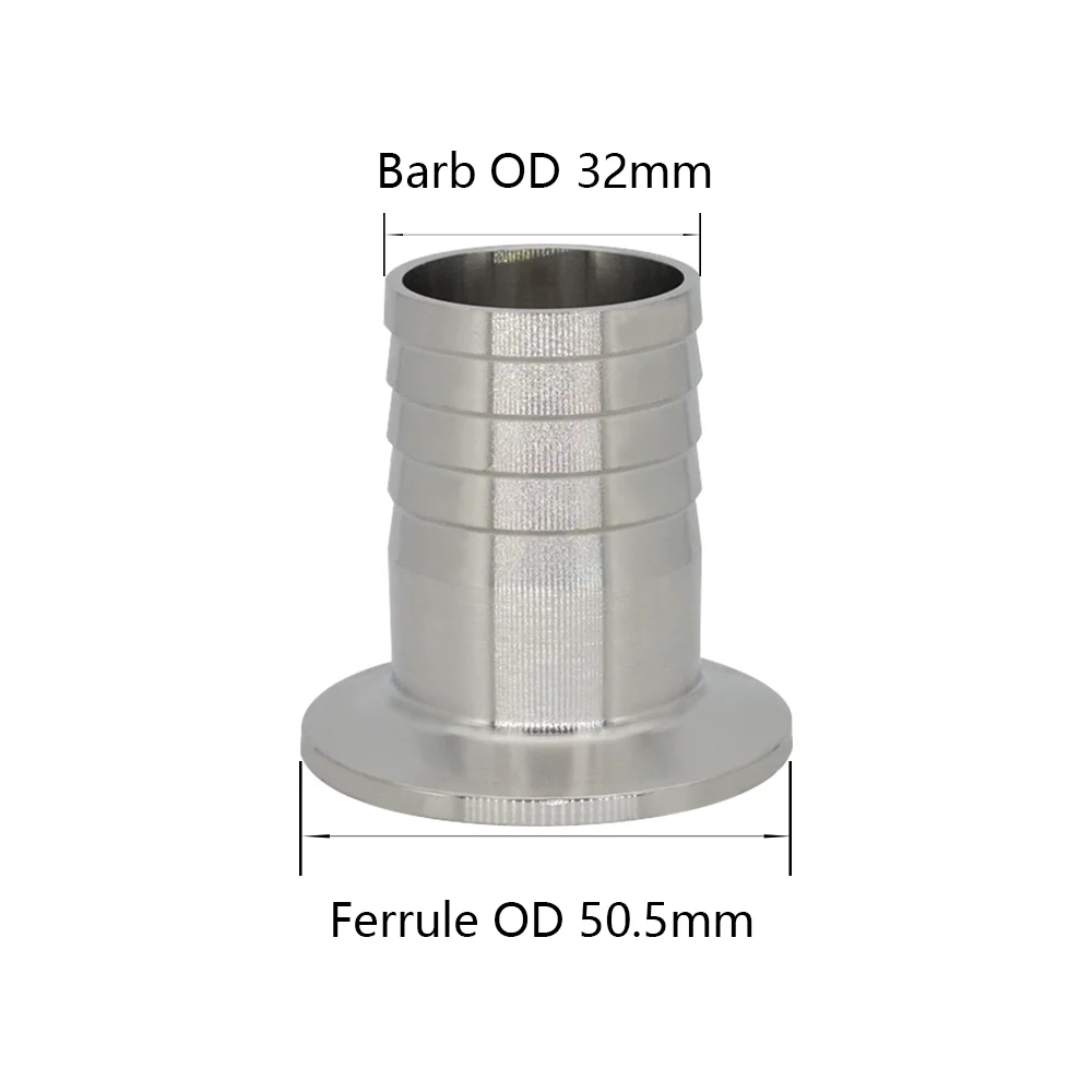 Tri Clamp to 38mm 51mm 102mm Hose Barbed Adapter 304 Stainless Steel Sanitary Hose Pipe Fitting Home Brewing