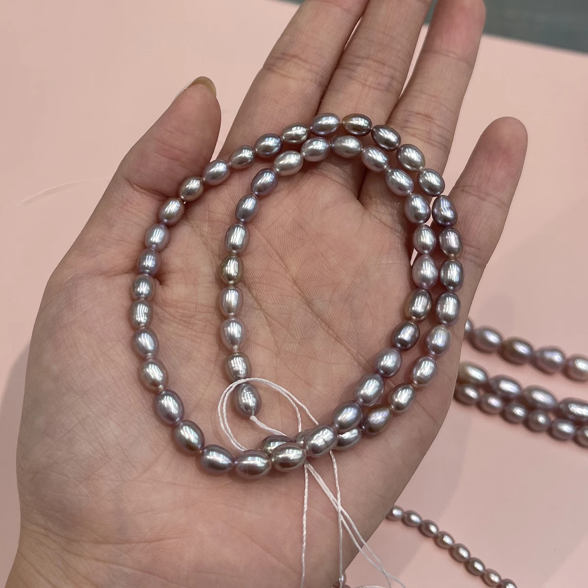 AAA Natürliche Süßwasser-Reisperlen in Lila, 3-9 mm, für die Schmuckherstellung, DIY-Halsketten, Armbänder, Ketten, Ohrringe, Accessoires – Detail 3