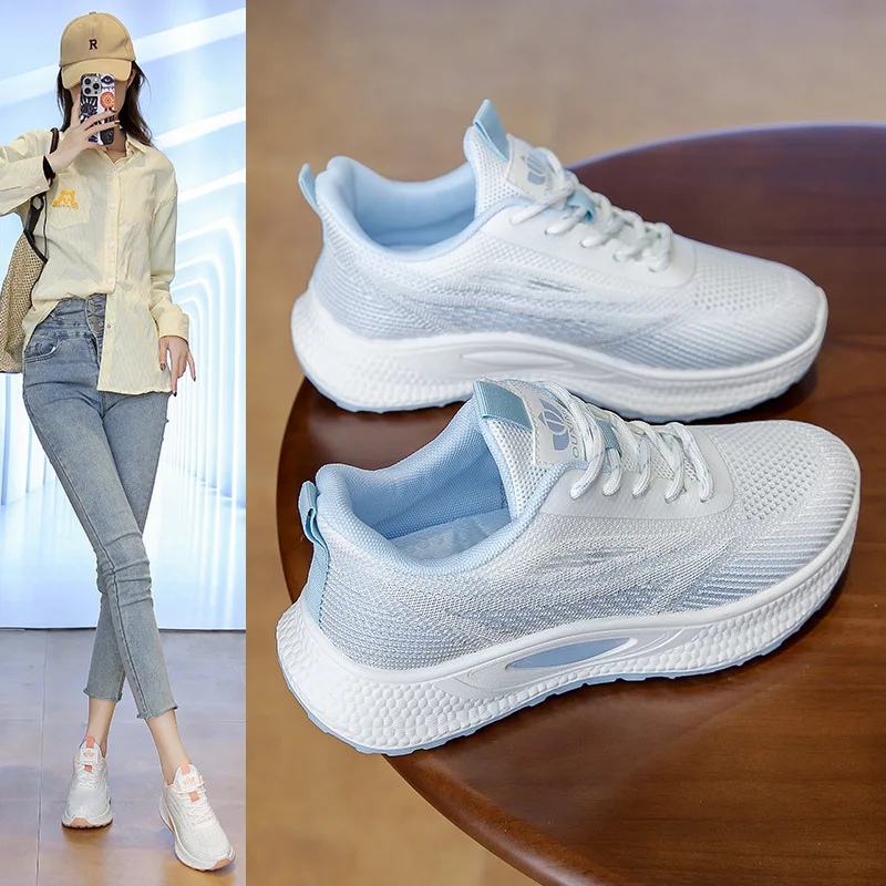 

Женские кроссовки, нескользящие кроссовки для бега, сетчатые кроссовки на толстой подошве, женская повседневная спортивная обувь, трикотажная обувь для спортзала и фитнеса на мягкой подошве
