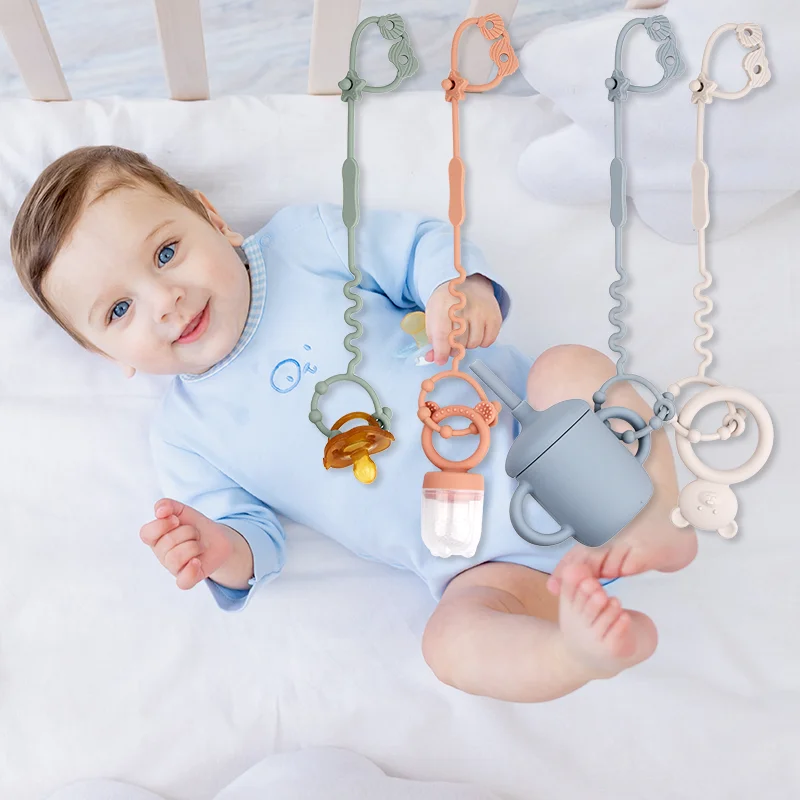

Adjustable Baby Toy Straps with Anti-Loss Travel Leashes Silicone Pacifier Clips Stroller Accessories for High Chairs