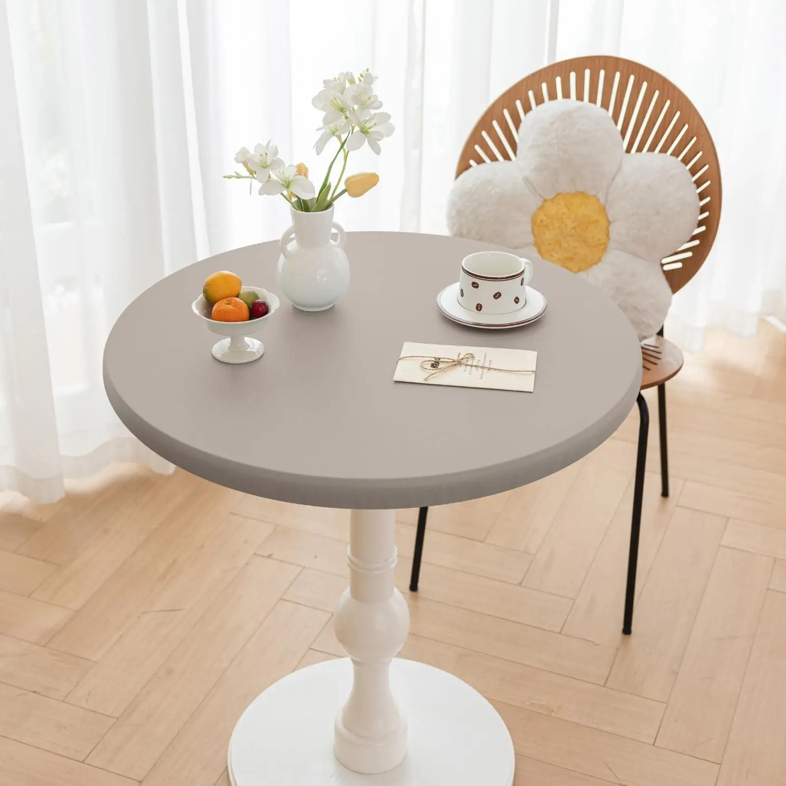 Waterproof PU Leather Elastic Table Cloth Stretchable Table Protector for Picnic Party Dining Room Wedding