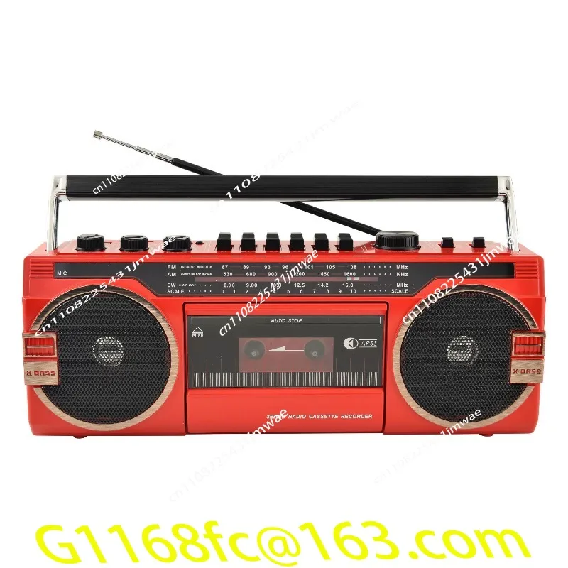 Vintage Style Cassette Player Radio Recorder with USB SD Card Bluetooth Multi Band Sound System