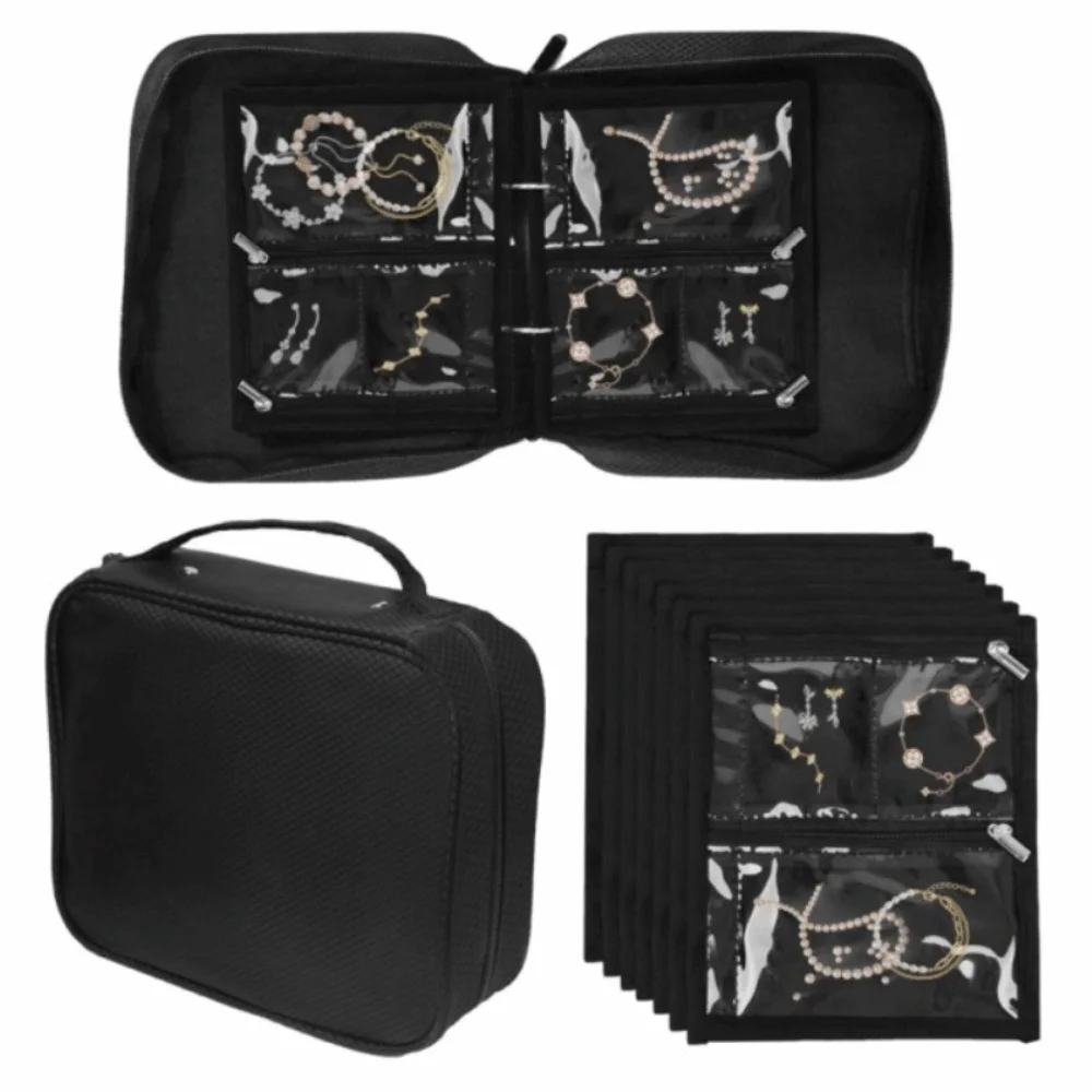 

Transparent PVC Jewelry Display Bag Zipper Multi-Layer Necklace Ring Packing Bag Portable Storage Case Earrings Organizer Travel
