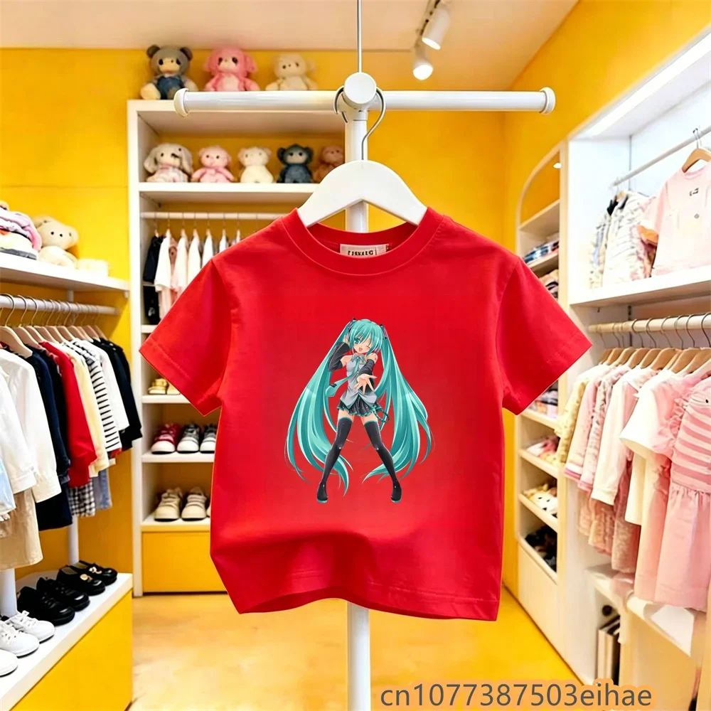 

Future MIKU Line Hatsune Miku High Quality Pure Cotton Short Sleeve Printed Casual Fashion Clothes New For Boys Girls Outdoor