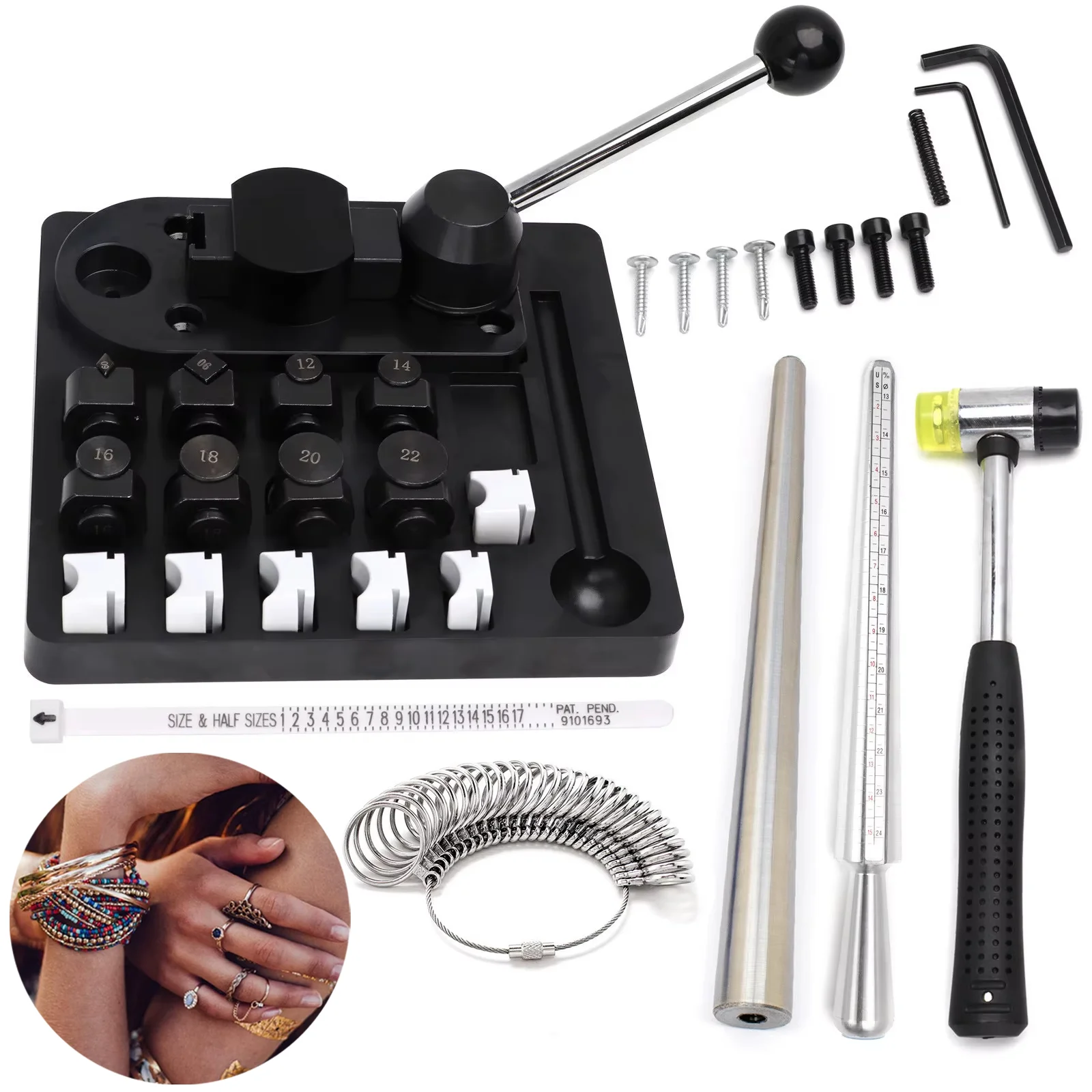 Ring Bending Tool Ring Bender with Nylon Dies Ring Making Tool Multi-Functional Earring Necklace Bending Jewelry Making Tool