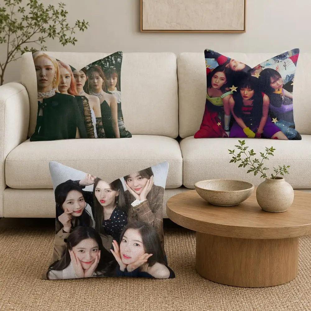 Kpop Band R-red Velvet Cushion Cover Organic Linen Square Pillow Case Durable Non-Allergenic And Kind To Skin