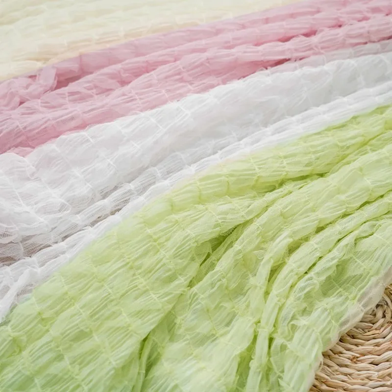 ベージュ刺繍メッシュ生地 DIY ロリータドレスフリルストレッチウェディングレース素材日本韓国スタイル