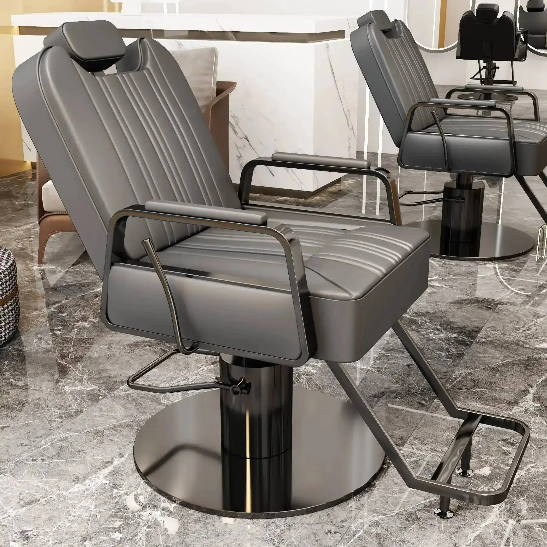 Salon de coiffure barbier chaises ergonomiques Design de luxe chaise de Salon de beauté accessoires de barbier Sillones Barberia meubles de salon de coiffure