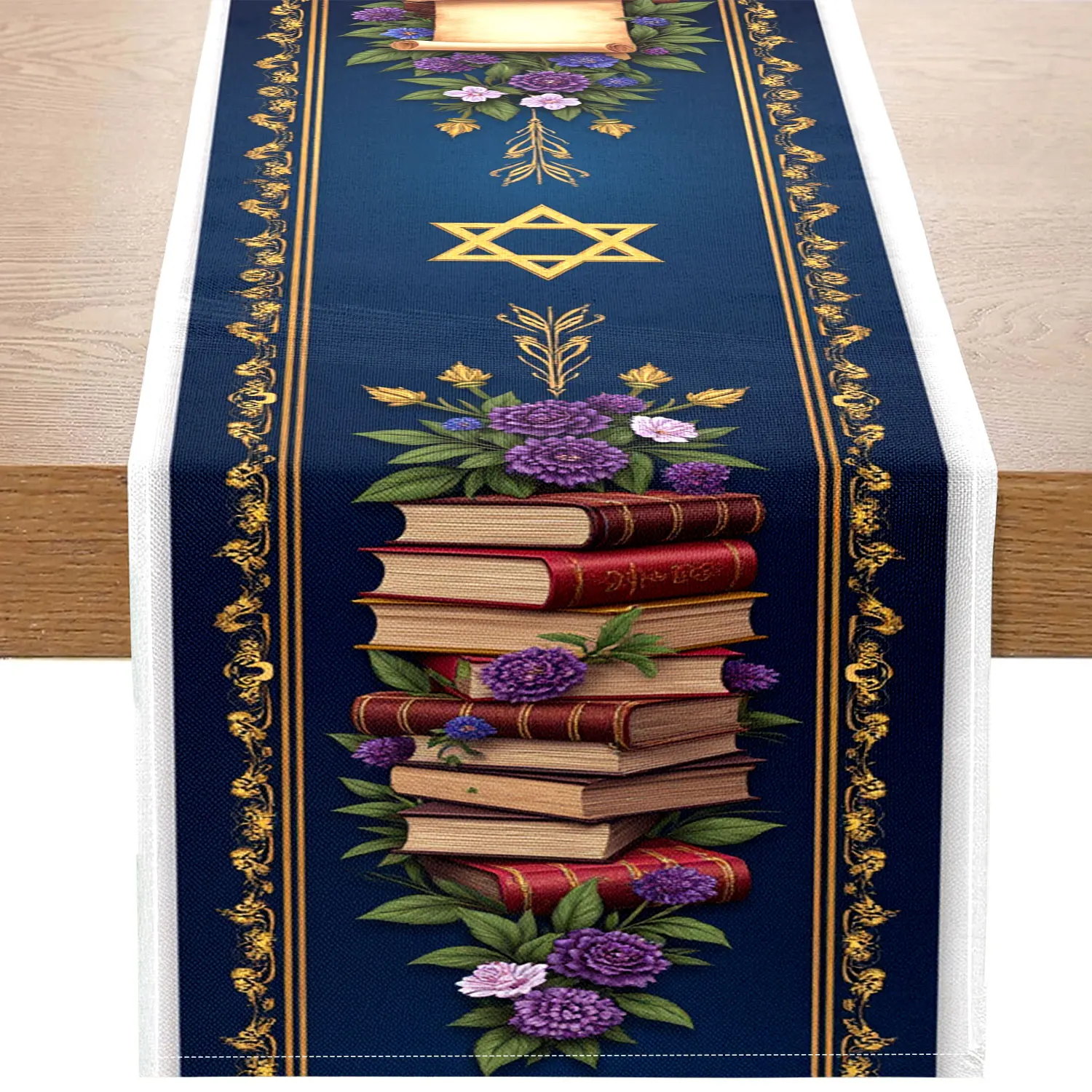 1 Piece of Jewish Culture-Themed Table Runner with Patterns 