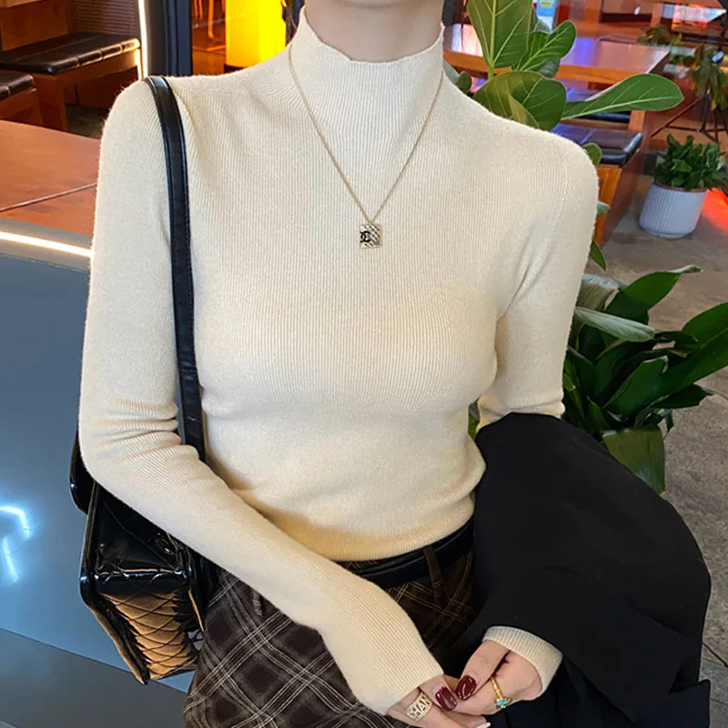 

Вязаный свитер, женские пуловеры, новый белый вязаный свитер с длинным рукавом, пуловер, женские топы, свитера Sueters De Mujer Q1323