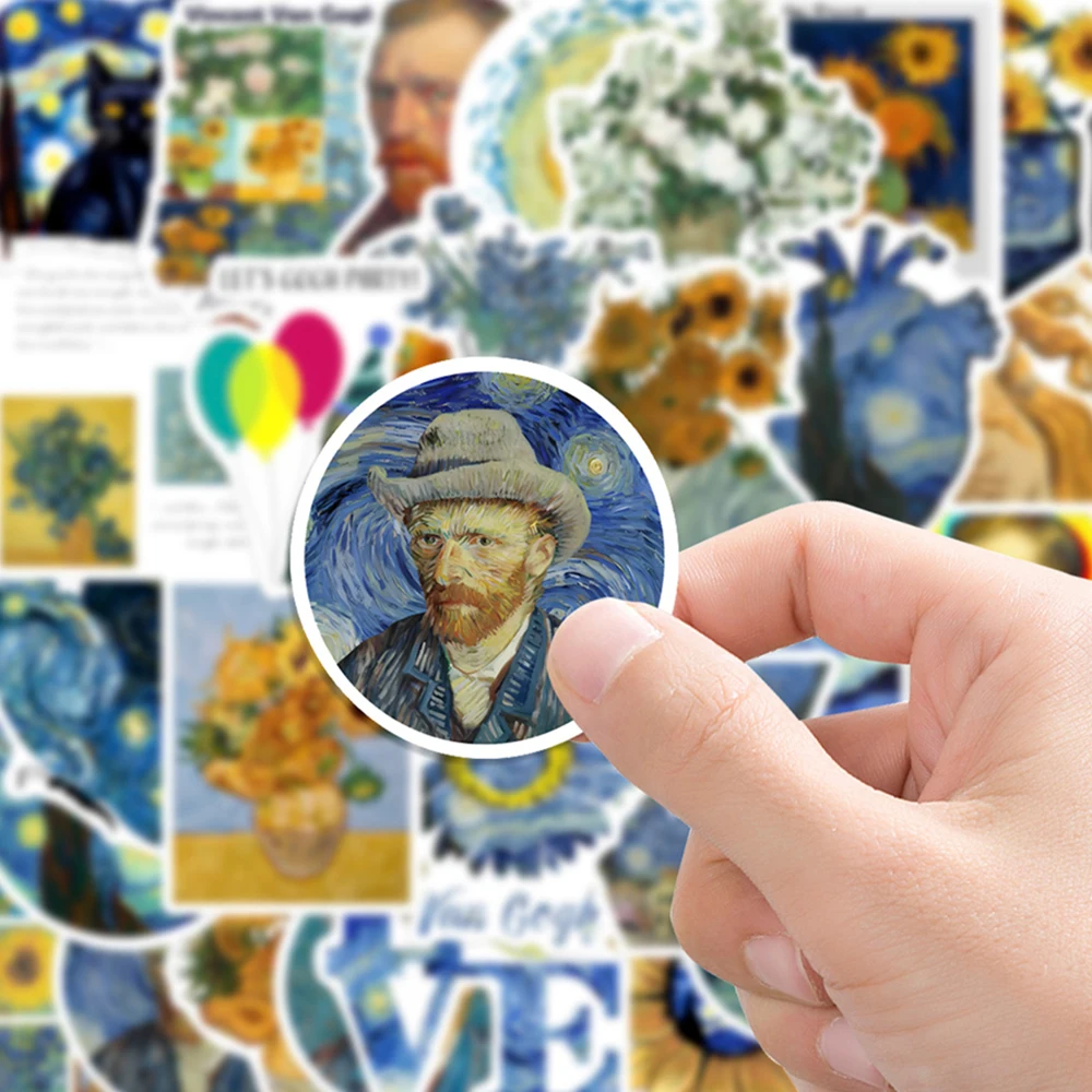

10/30/50pcs Van Gogh Oil Painting Art Aesthetic Stickers Waterproof Graffiti DIY Luggage Notebook Phone Retro Decals Decoration