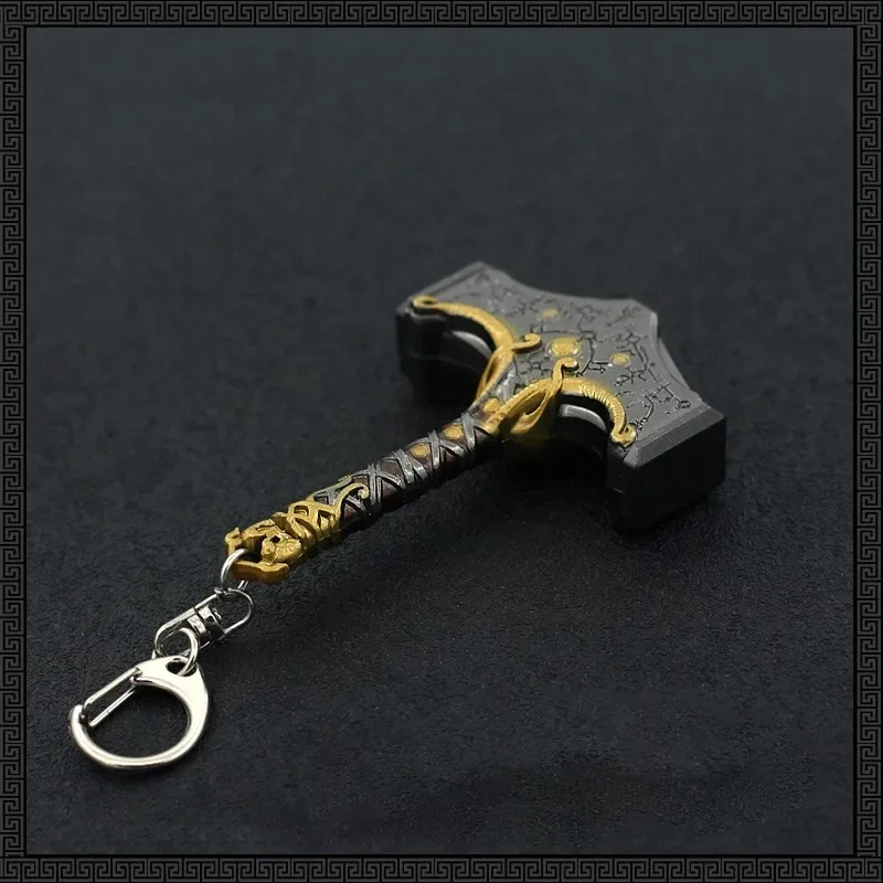 8cm God of War Mini The Hammer of Thor Kratos Keychain Game Peripheral Weapon Knife Katana Sword Samurai Craft Ornament Gift Toy