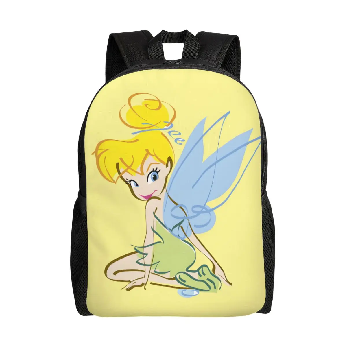 

Sketch Tinker Bell Backpacks Women Men Casual Bookbag for College School Cute Yellow Bags
