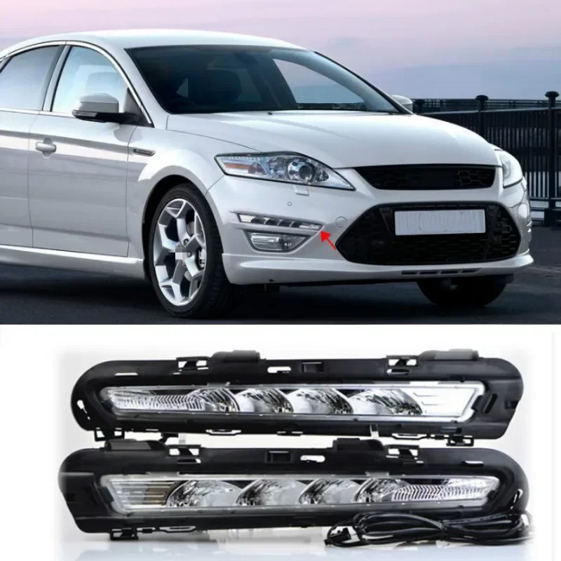 

Car 1Pair For Ford Mondeo Fusion 2011 2012 2013 LED DRL Daytime Running Lights LED Daylight Fog light with yellow