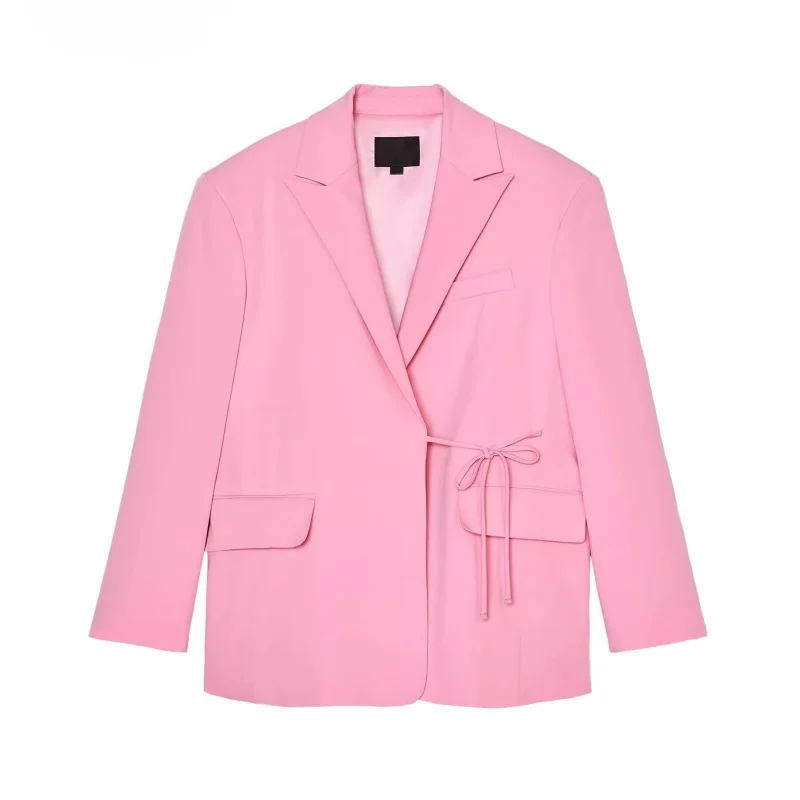 

Spring New Arrival Women's Loose Fit Long Sve Notch Collar Belted Straight Leg Suit Jaet ZA2025 Commute Sle Comfortable