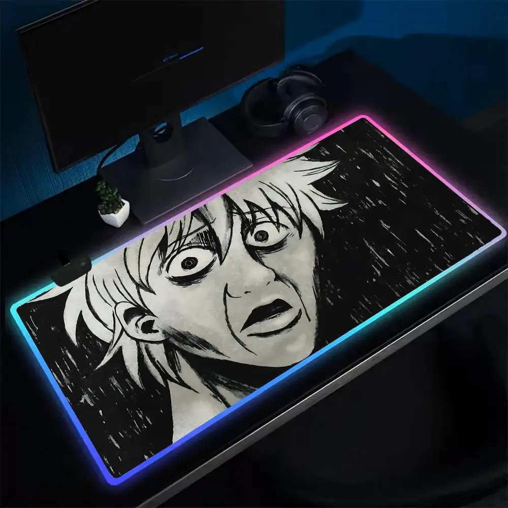 GinTama Mouse Pad Anime Gaming Mouse Pad LED Table Pads Backlit Rubber Desktop XXL RGB Desk Mats