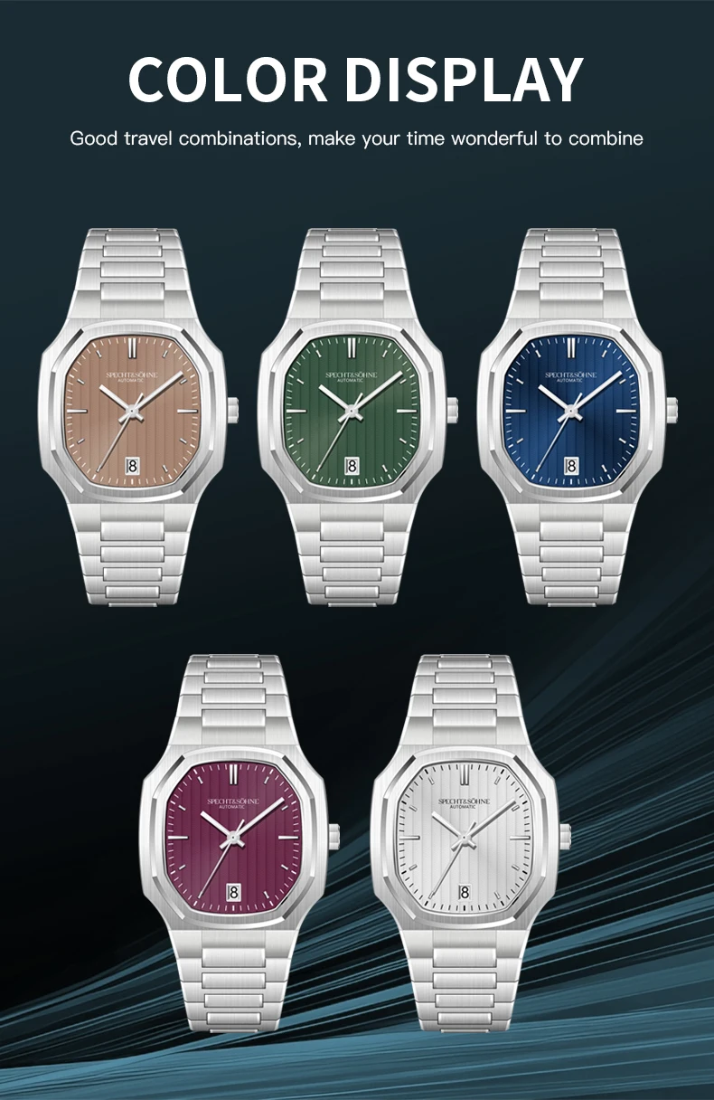 New Arrivals Specht&Sohne Watch 37MM Automatic Watches For Men Japan 8215 Movt Sapphire Crystal Stainless Steel 50M Waterproof