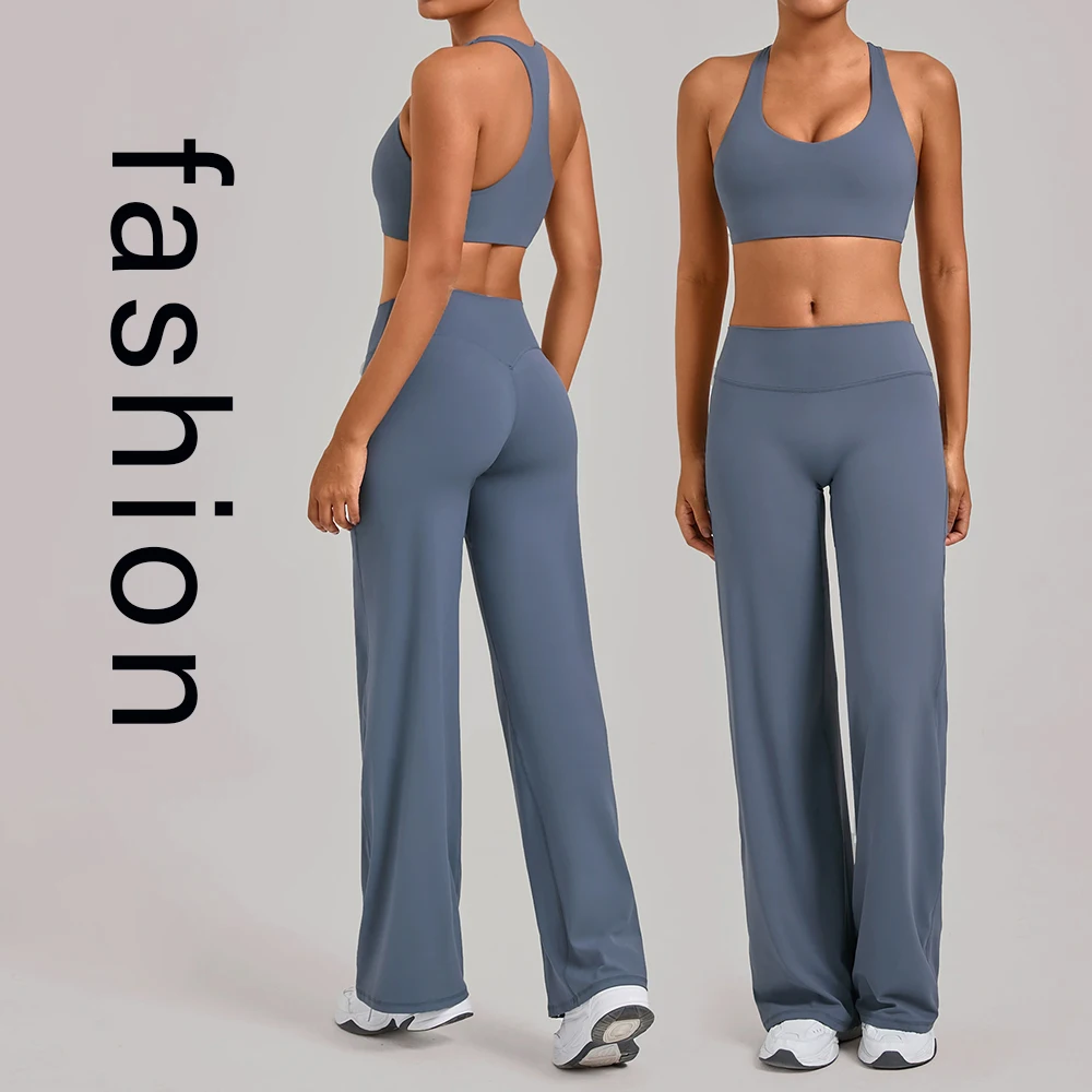 New Fashionable And Trendy Yoga Set I-Shaped Vest Tight Set Outdoor Running Exercise Fitness Two-Piece Set Women Casual Wear