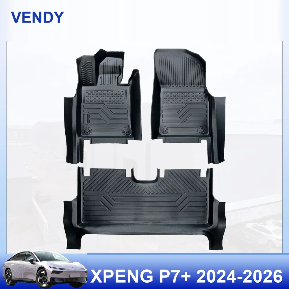 TPE Car Floor Mats Custom Fit for XPeng P7+ 2024-2026 Left Hand Drive Full Set All Weather Waterproof Easy to Clean