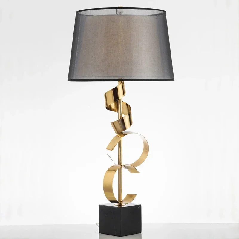 

Hotel Bedroom Luxury Gold Table Lamp With Lampshade For Decorated Living Room