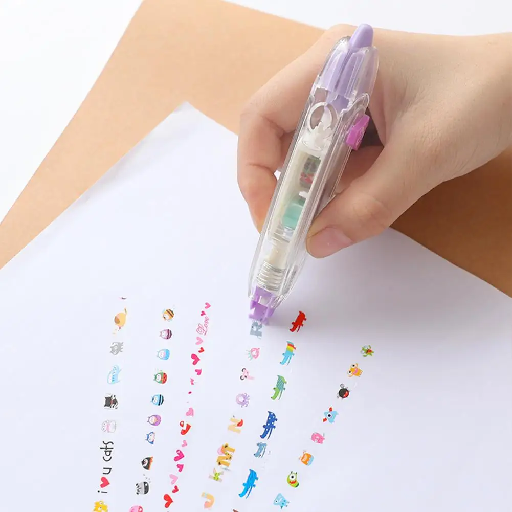 Eco-friendly for Students Correction Tape Plastic Cartoon Press Type Correction School Tape Accessories