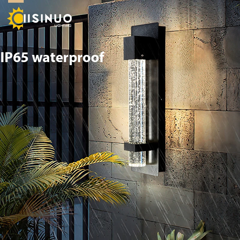 Imagem -02 - Integrado Outdoor Led Lâmpada de Parede Parede Exterior Fixtures Crystal Bubble Sconce Jardim Luz Varanda Entrada Ip65