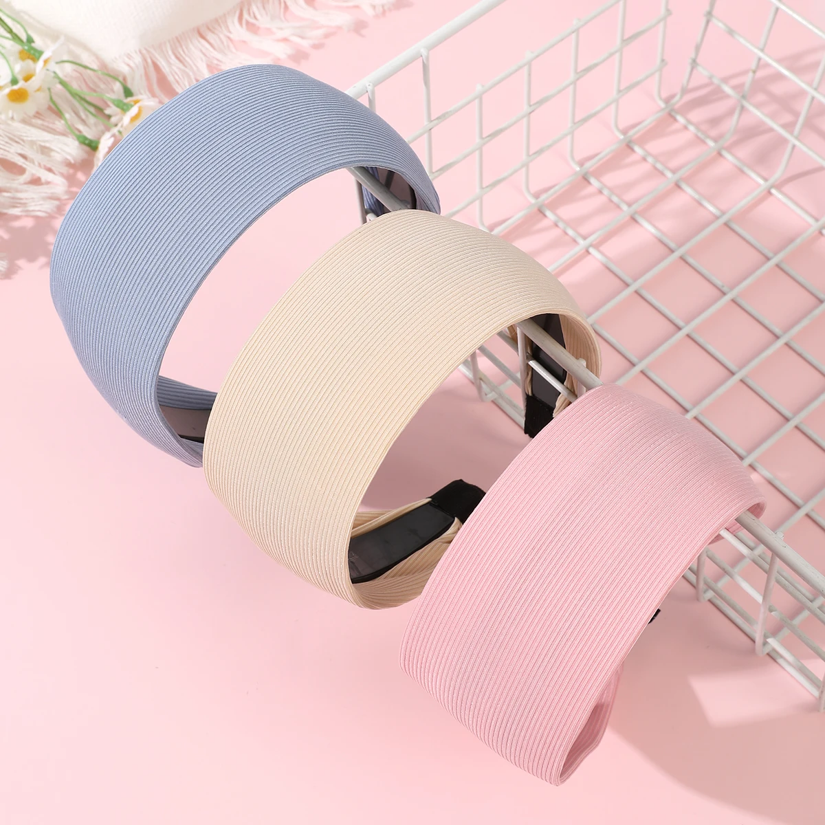 AWAYTR Fascia per capelli liscia in tinta unita Strisce intrecciate Cerchietto per capelli per ragazze Fascia per capelli con bordo largo Accessori per capelli Fascia per capelli