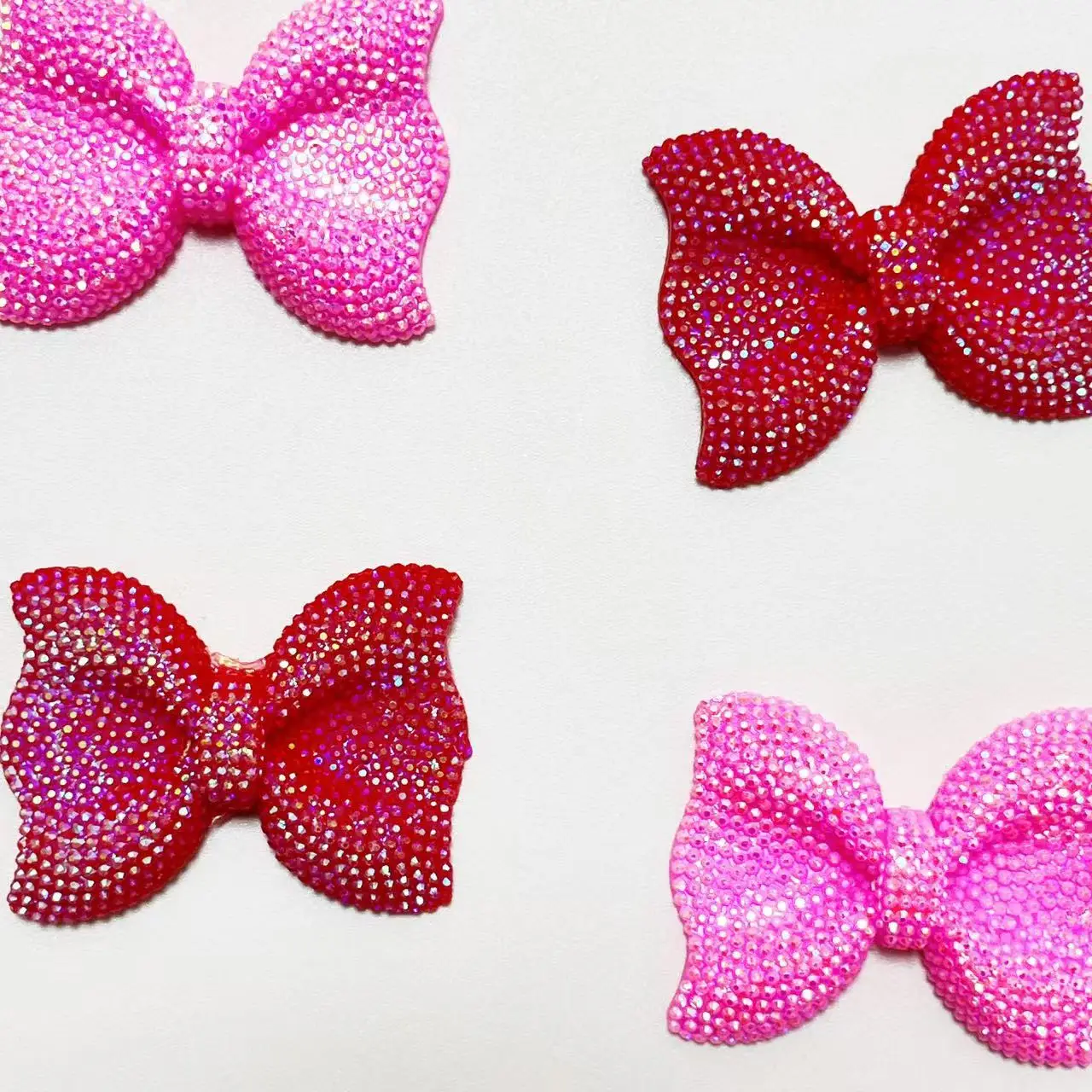 1Pcs Y2K Kawaii Bling Pink Bow Tie Junk Phone Case Laptop Decoration Charm Accessories Miniature Designer Logo Leather Bag Craft