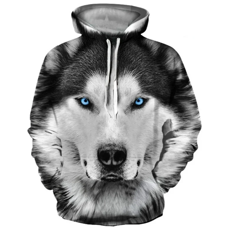 2024 Autumn Men's Hoodie Fashion 3D Animal Sweatshirts Women Hoodies Printed Ferocious Wolf Head Hooded Stylish Top