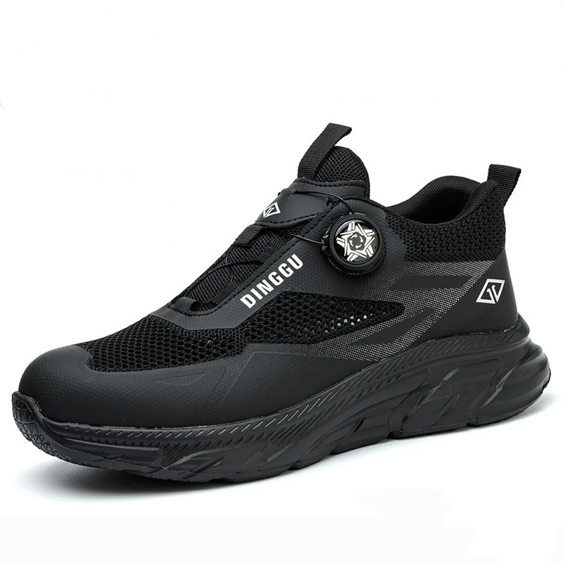 New lightweight and breathable safety shoes for men, anti smashing, anti piercing, rotating buttons, lazy, no tie straps