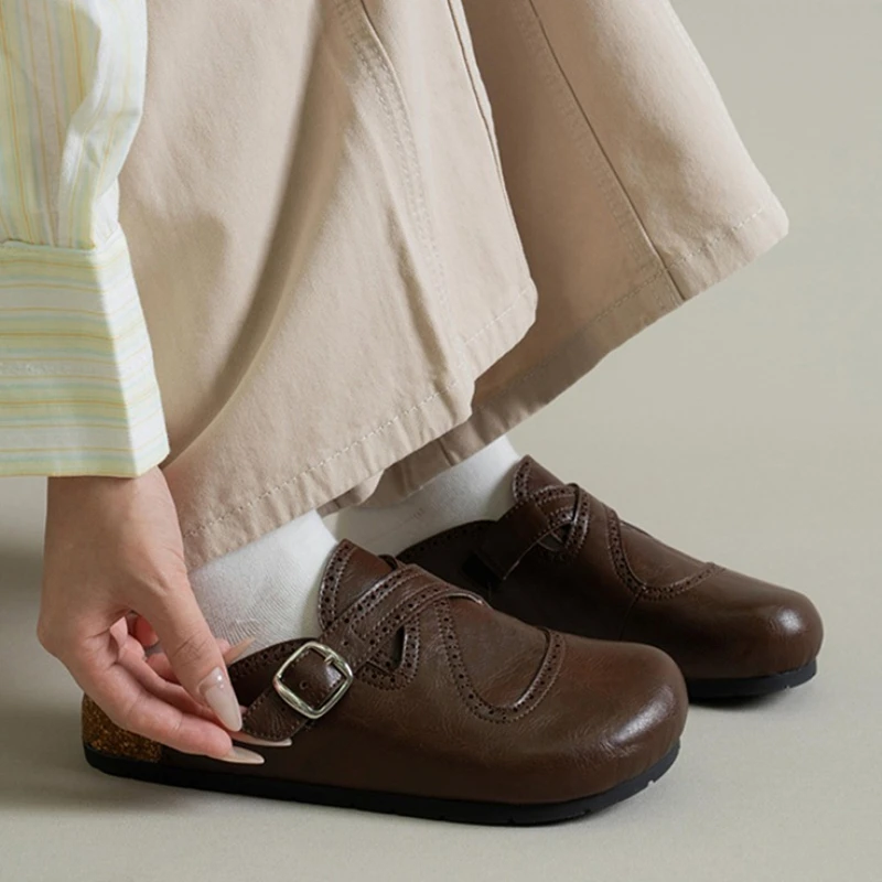 

Женские туфли-лодочки на плоской подошве, модная обувь, женские сандалии в стиле ретро, осень 202, пляжные шлепанцы, новое платье, Mujer Sandalias