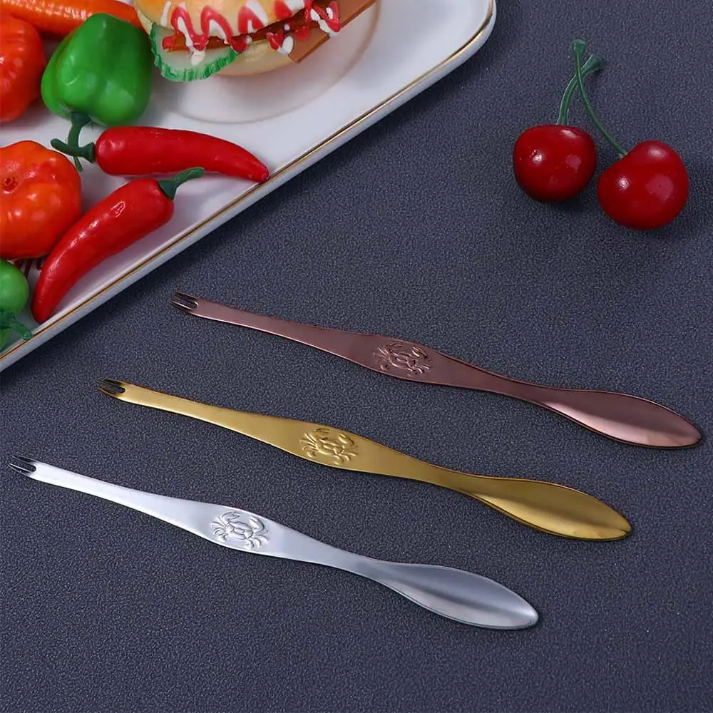 304 Stainless Steel Fruit Fork Multi-Use Thin Double Headed Seafood Utensils Crab Picking Tools Crab Fork Lobster Spoons