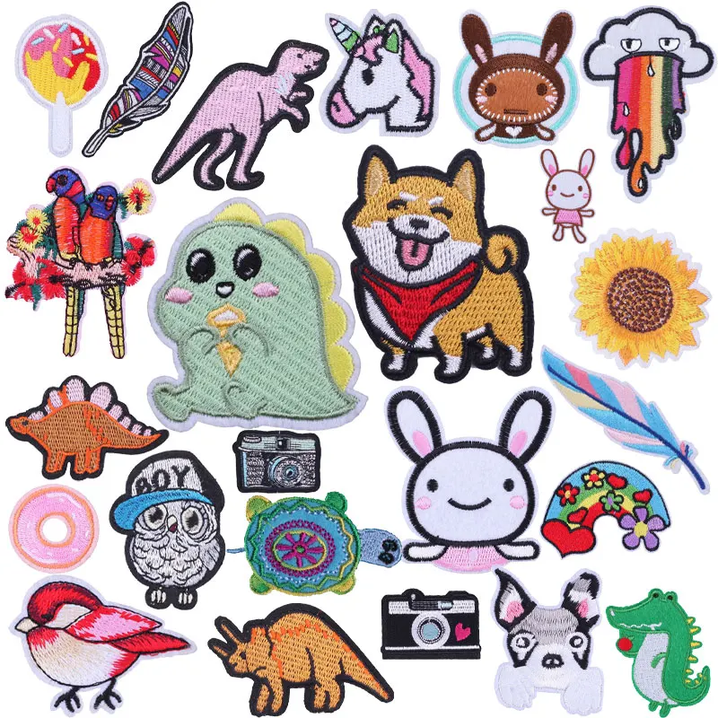 

Sunflower Cute Corgi Dinosaur Embroidery Patch Clothing Thermoadhesive Patches for Clothes Sewing Badges for T-shirts Appliques