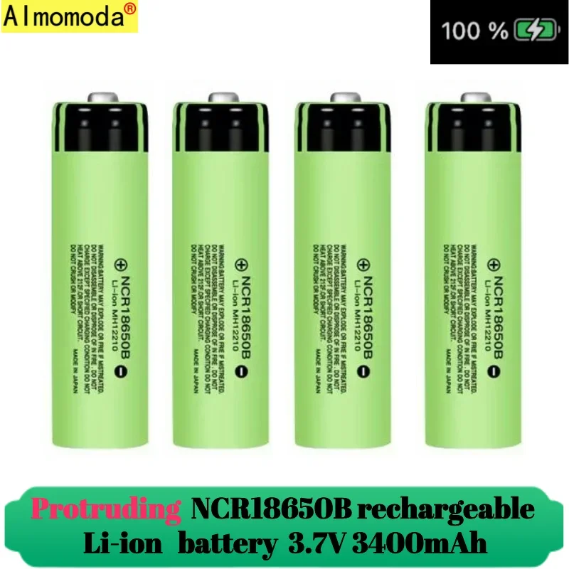 2024 batteria al litio ricaricabile USB 100% sporgente NCR18650 3.7V 3400mAh 34B caricabatterie USB torcia a batteria originale