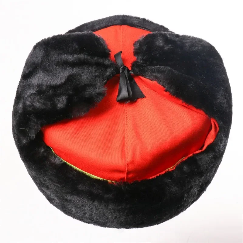 Unisex Winter Badge Hat Thick Fleece Lined Warm Ear Cover Cotton Cap Outdoor Riding EU US