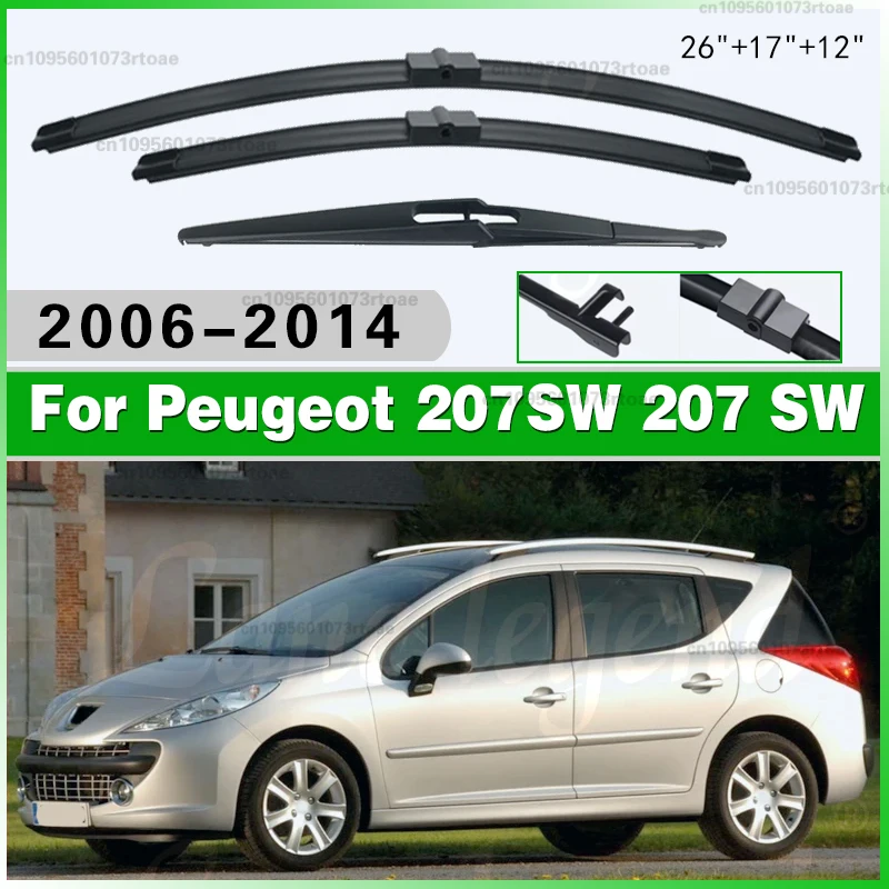 26"17"12" Windschutzscheiben-Regenwischer Hochwertig für Peugeot 207SW 207 SW 2006-2014 Scheibenwischer Vorne und Hinten Wischerblätter