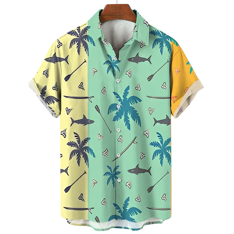 

Shirt with 3D print of tropical plants for men, large informal clothing, Hawaiiana, Hawaiiana, Harajuku, Playa,