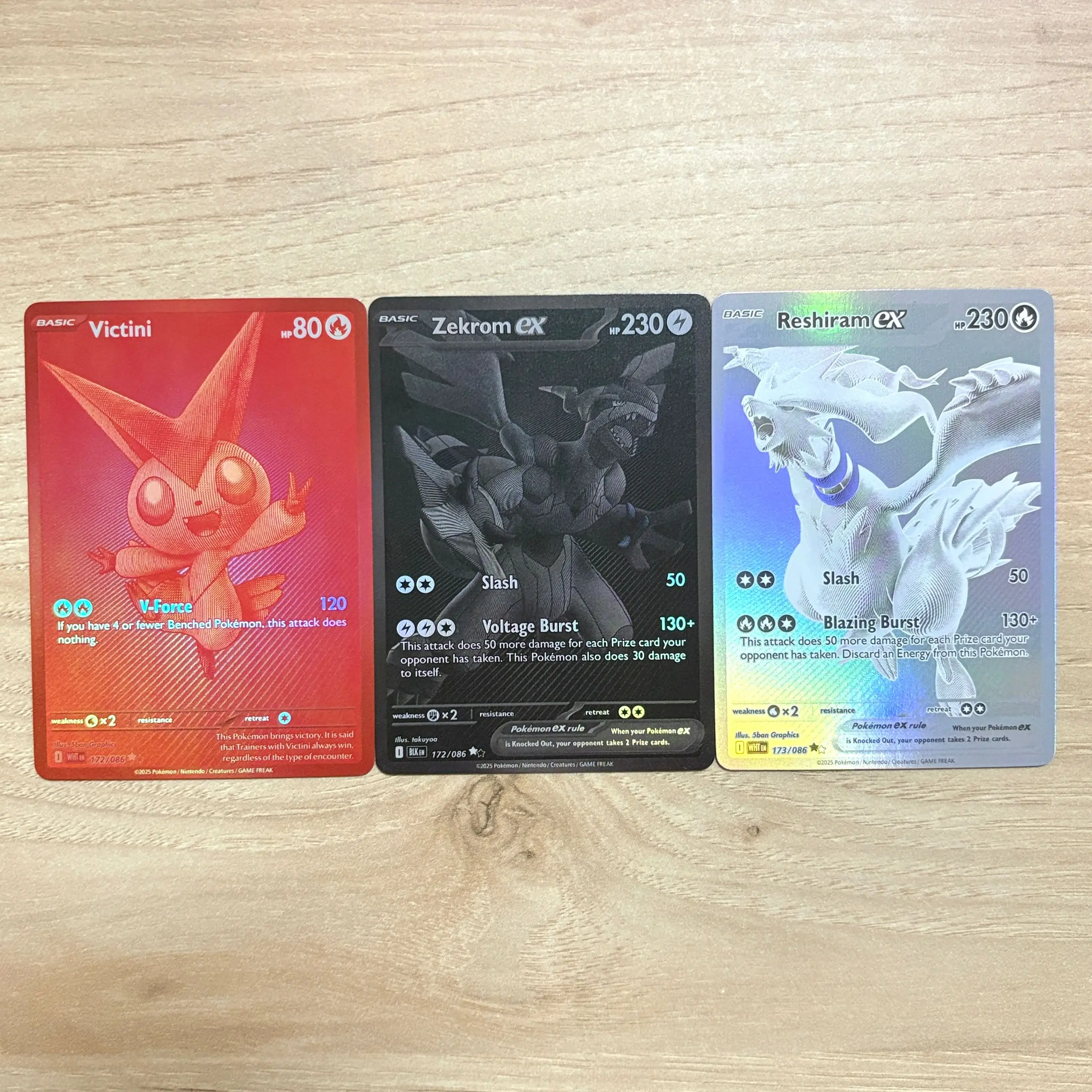PKM/PTCG Folien-Trinkkarten Pikachu Zekrom Victini Garchomp Reshiram (EX) Sammlung Anime-Karten Geschenkspielzeug