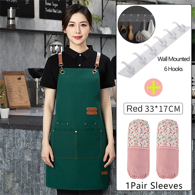 

Canvas Apron Waterproof Oil-proof Catering Work Clothes Coffee Shop Waist Work Clothes Summer Foreign